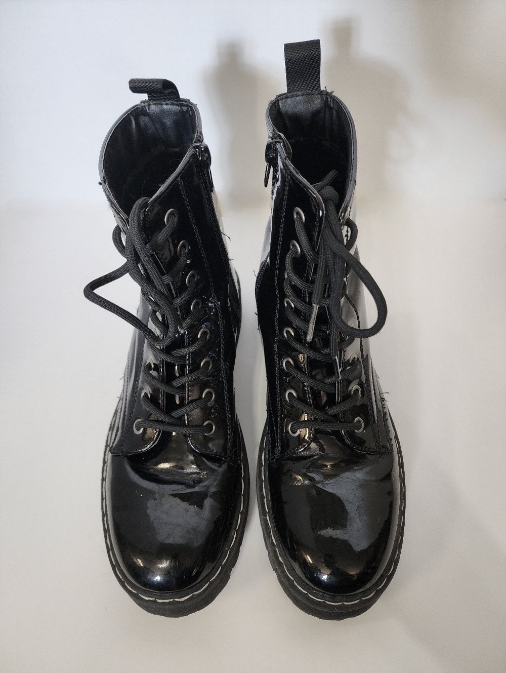 Black Shiney Pvc Black Conbat Boots - Picture 2 of 4